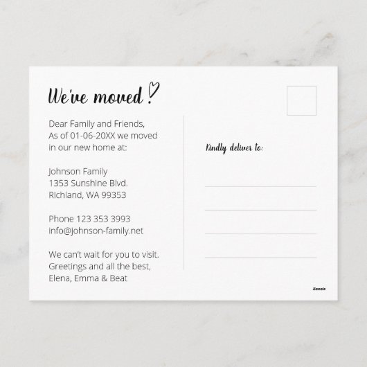 引っ越しましたの移動お知らせ写真1.ポストカード シーズンポストカード (裏面)