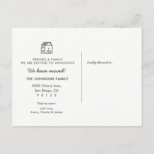 引っ越しましたの移動案内はがき 案内ポストカード (裏面)
