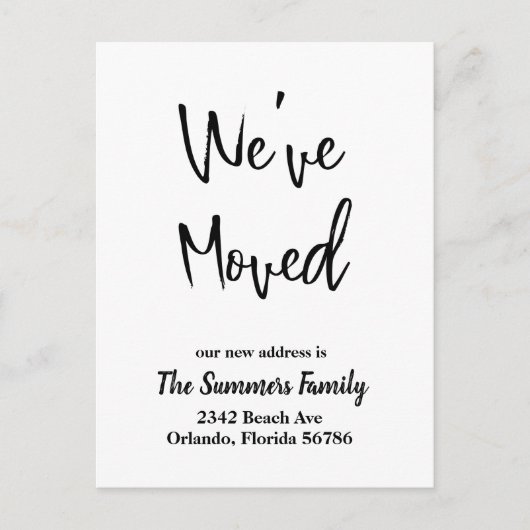 引っ越しましたの移行アナウンスモダンスクリプト 案内ポストカード (正面)