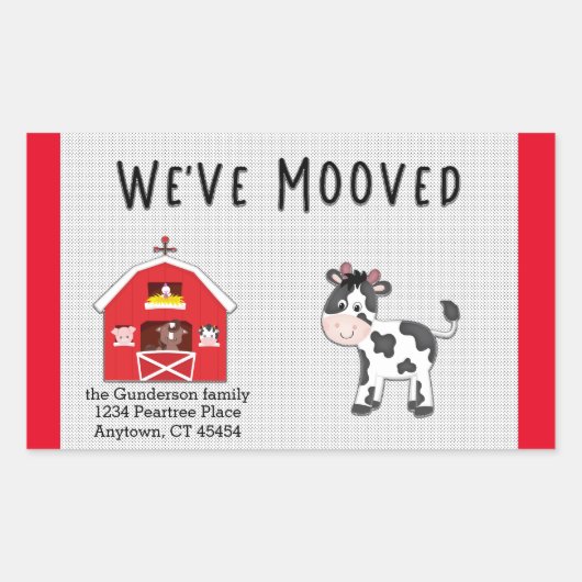 引っ越しましたの納屋周囲の庭移設通知 長方形シール (正面)