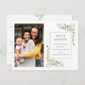 引っ越しましたの緑の住所変更写真 案内ポストカード (正面/裏面)