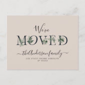 引っ越しましたの葉文字の新しいホーム ポストカード (正面)