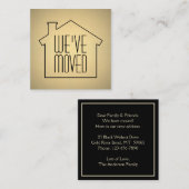 引っ越しましたの黒および金ゴールドのモダンなエンクロージャカード スクエア名刺 (正面/裏面)