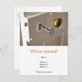 引っ越しましたはがき(古いドアと鍵) 案内ポストカード (正面/裏面)