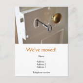 引っ越しましたはがき(古いドアと鍵) 案内ポストカード (正面)