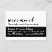 引っ越しましたはっきりしたカード、白(黒いストリップ付き) 名刺 (正面)