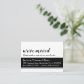 引っ越しましたはっきりしたカード、白(黒いストリップ付き) 名刺 (スタンド正面)