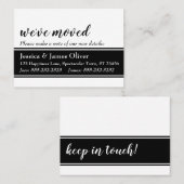 引っ越しましたはっきりしたカード、白(黒いストリップ付き) 名刺 (正面/裏面)