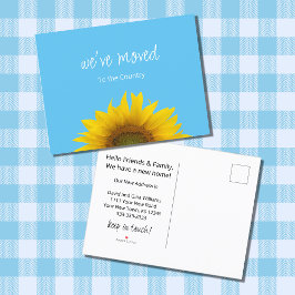 引っ越しましたひまわりニューホームライトブルー 案内ポストカード