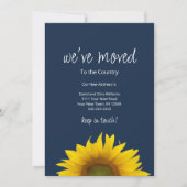 引っ越しましたひまわりネイビーブルームービング 案内状 (正面)