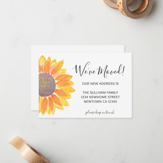 引っ越しましたひまわり発表票 ノートカード (正面/裏面インサイチュ)