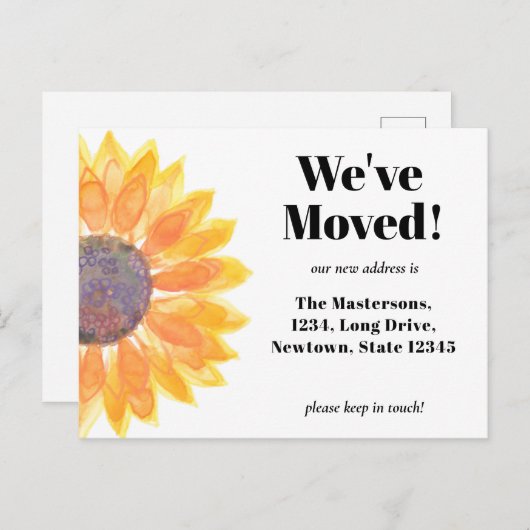 引っ越しましたひまわり発表葉書 案内ポストカード (正面/裏面)