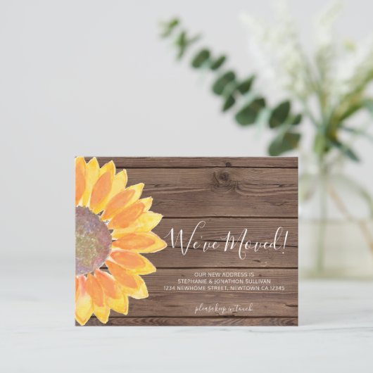 引っ越しましたひまわり発表葉書 案内ポストカード (スタンド正面)