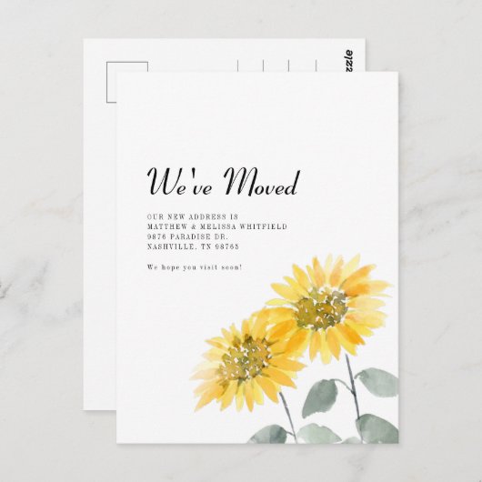 引っ越しましたひまわり移動告知 ポストカード (正面/裏面)