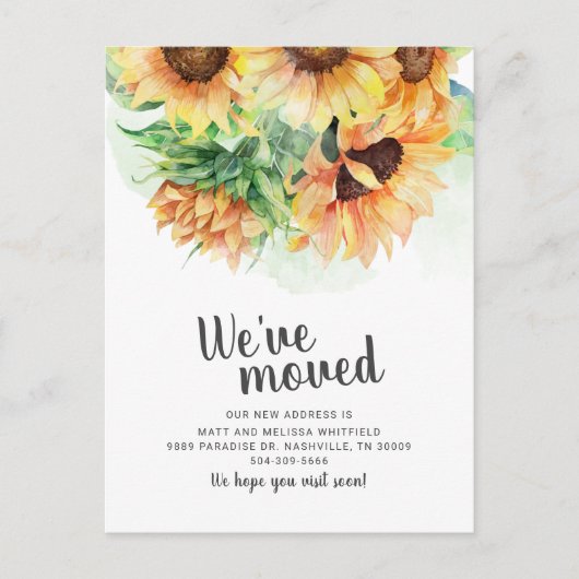 引っ越しましたひまわり赤面移動 案内ポストカード (正面)