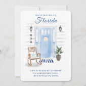 引っ越しましたへの新しいアドレス沿岸水の色のドア 案内状 (正面)