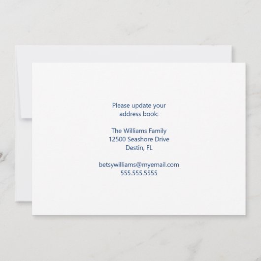 引っ越しましたへフロリダデスティンビーチ写真の移動 案内状 (裏面)