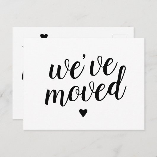 引っ越しましたアドレスの新しい変更かわいいスクリプト 案内ポストカード (正面/裏面)