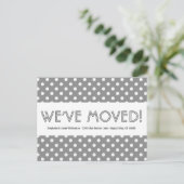 引っ越しましたアドレス変更グレー水玉模様V05L 案内ポストカード (スタンド正面)