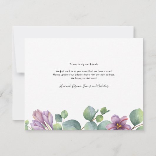 引っ越しましたアドレスEucalyptus Greenery Moving (裏面)