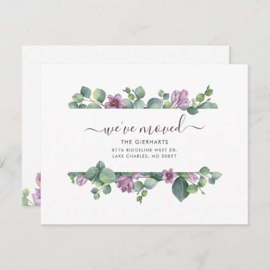 引っ越しましたアドレスEucalyptus Greenery Moving (正面/裏面)