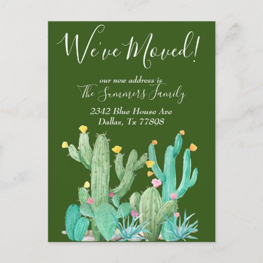 引っ越しましたアナウンスサボサザートカッティ ポストカード (正面)