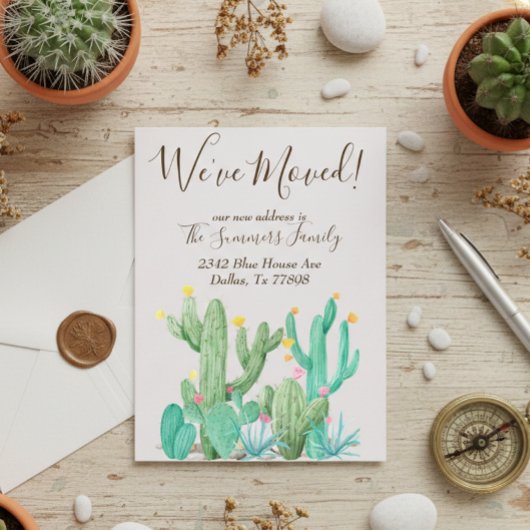 引っ越しましたアナウンスサボサザートカッティ ポストカード