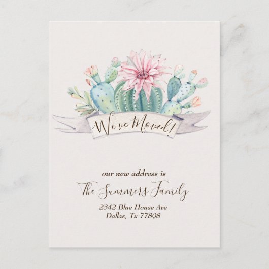 引っ越しましたアナウンスサボサザートカッティ ポストカード (正面)