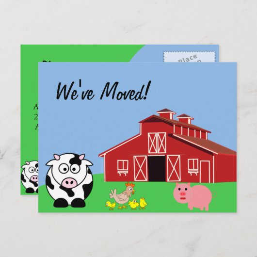 引っ越しましたアニマルファームハウスバーン 案内ポストカード (正面/裏面)