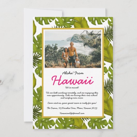 引っ越しましたアロハfromハワイトロピカル葉 案内状 (正面)