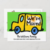 引っ越しましたイエロームービングトラック新住所 案内ポストカード (正面/裏面)