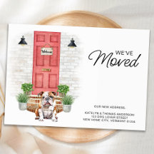 引っ越しましたイングリッシュブルドッグレッドドアドッグ移動