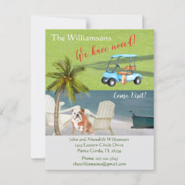 引っ越しましたイングリッシュブルドッグ海ビーチ移動 案内状