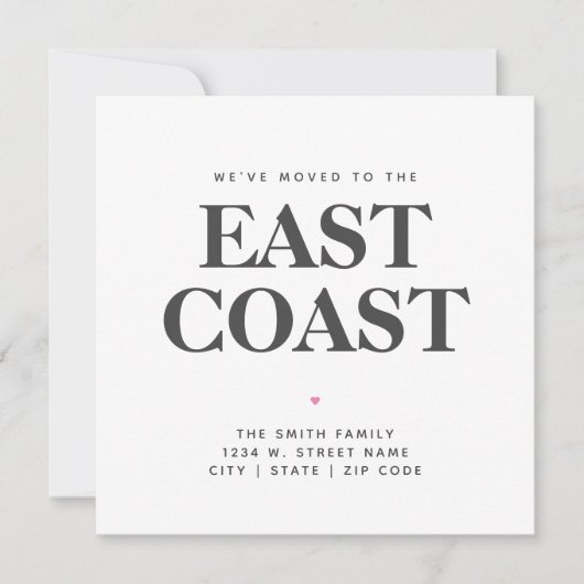 引っ越しましたイーストコーストニュー州ホームアナウンス 案内状 (正面)