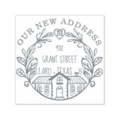 引っ越しましたウアニューアドレスホームローレルリース セルフインキングスタンプ (デザイン)