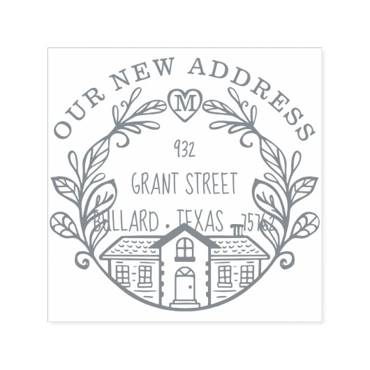 引っ越しましたウアニューアドレスホームローレルリース セルフインキングスタンプ (デザイン)