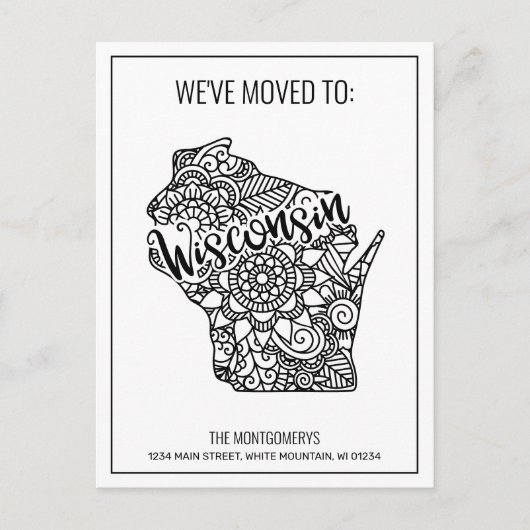 引っ越しましたウィスコンシン州フローラ曼荼羅 案内ポストカード (正面)