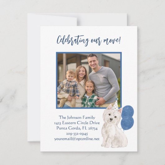 引っ越しましたウェスティーファミリーフォトバジェット 案内状 (正面)