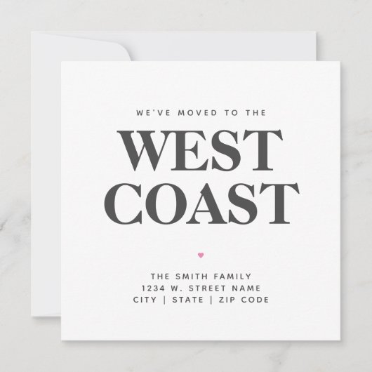 引っ越しましたウエストコーストニュー州ホーム発表 案内状 (正面)