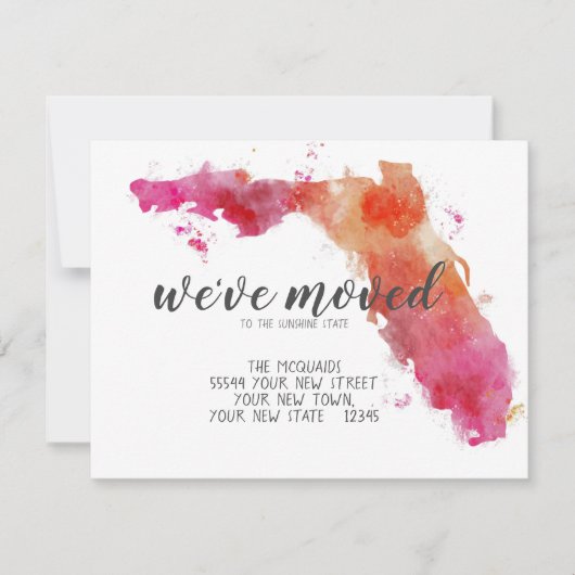 引っ越しましたウォーターカラーフロリダ州 案内状 (正面)
