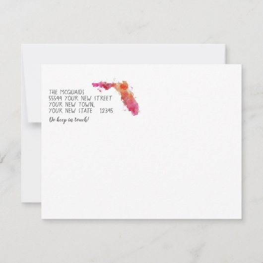 引っ越しましたウォーターカラーフロリダ州 案内状 (裏面)