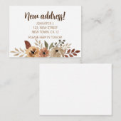 引っ越しましたウォーターカラーブラウンフローラ葉ーズ ノートカード (正面/裏面)