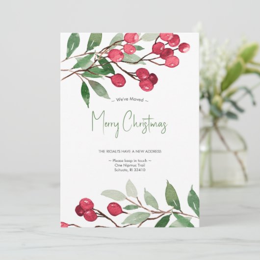 引っ越しましたエレガントの水色のクリスマス シーズンカード (スタンド正面)