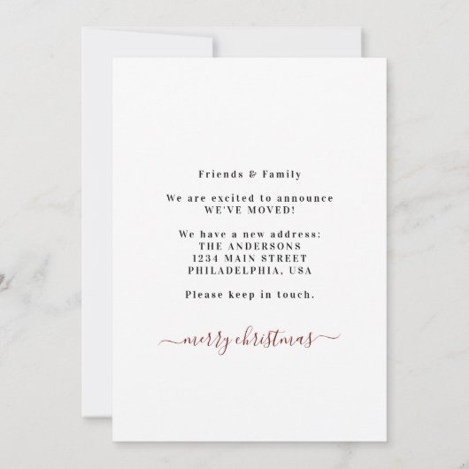 引っ越しましたエレガントクリスマスフォトリースホーム 案内状 (裏面)