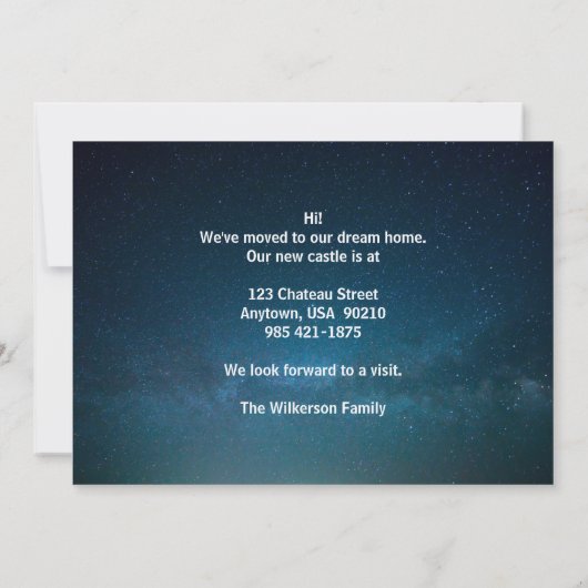 引っ越しましたエレガントニューホームキャッスルアットナイト 案内状 (裏面)