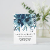 引っ越しましたエレガントフローラネイビーブルーバラ移動 案内ポストカード (スタンド正面)