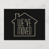 引っ越しましたエレガントブラックと金ゴールドの移モダン動 案内ポストカード (正面)