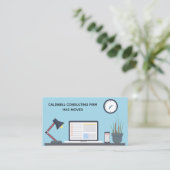 引っ越しましたオフィスかわいいブルーデスク 名刺 (スタンド正面)