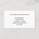 引っ越しましたオフィスかわいいブルーデスク 名刺 (裏面)