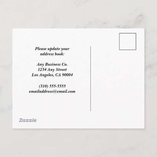 引っ越しましたオフィスの住所の変更BW 案内ポストカード (裏面)